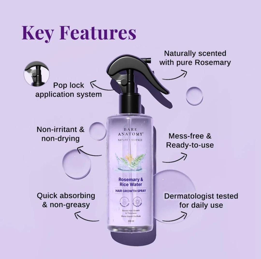 Bare Anatomy Rosemary & Rice Water Hair Growth Spray - Image 4