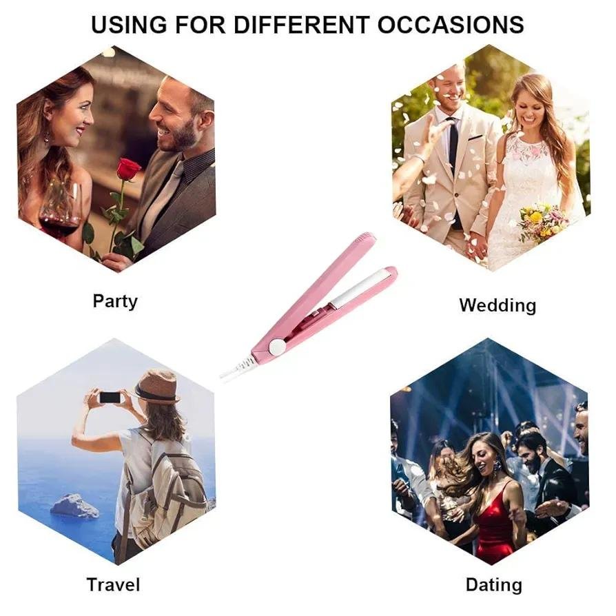 2-In-1 Mini Hair Straightener & Curler – Portable Thermostatic Ceramic