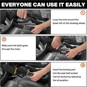 Car Steering Lock with Seat Belt Buckles Anti Theft Protection Device