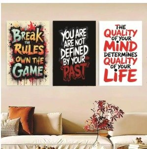 Set of 3 Wooden Photo Tile Wall Art Frames (8×11 Inches)