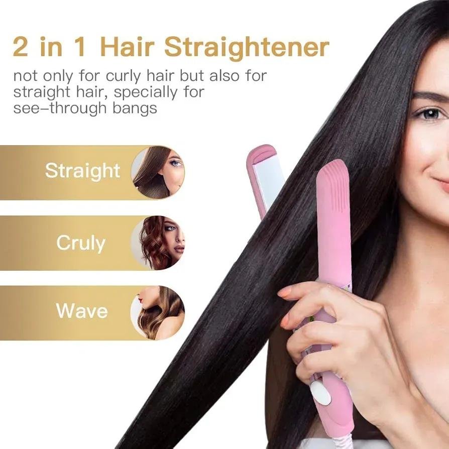 2-In-1 Mini Hair Straightener & Curler – Portable Thermostatic Ceramic - Image 3