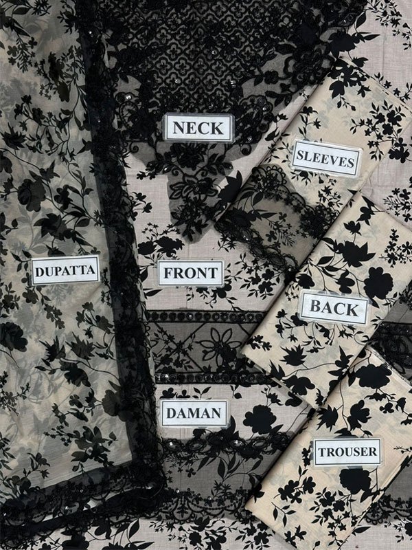 Digital Printed Lawn Dress with Chiffon Printed Dupatta (unstitched) - Image 4