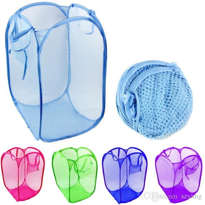 Foldable Laundry Bag Home Cloth Storage Mesh Washing Basket -...