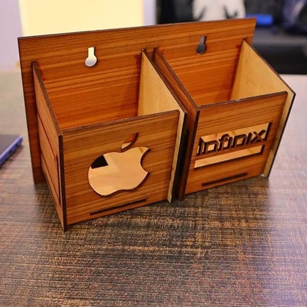 Wall Mounted Wooden Mobile Charging Holder - Image 3