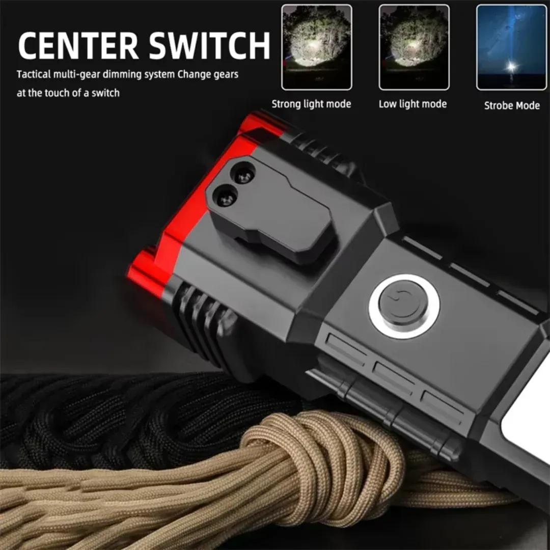 High Power LED Torch Light Rechargeable Flashlight - Image 3