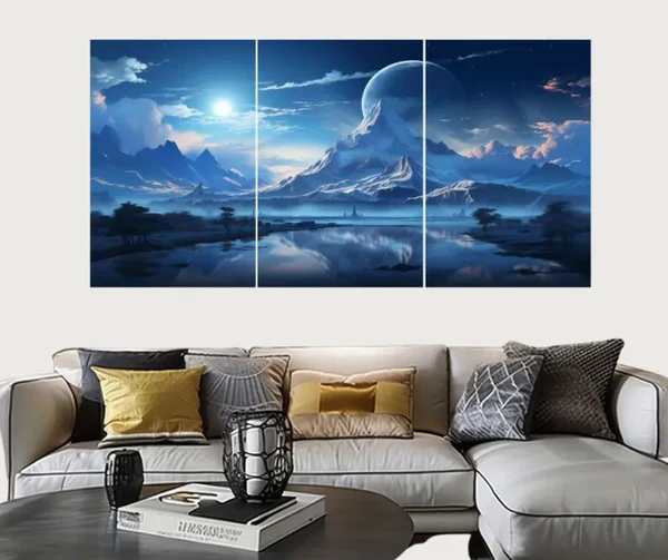Set of 3 Surreal Landscape Wall Art Frames