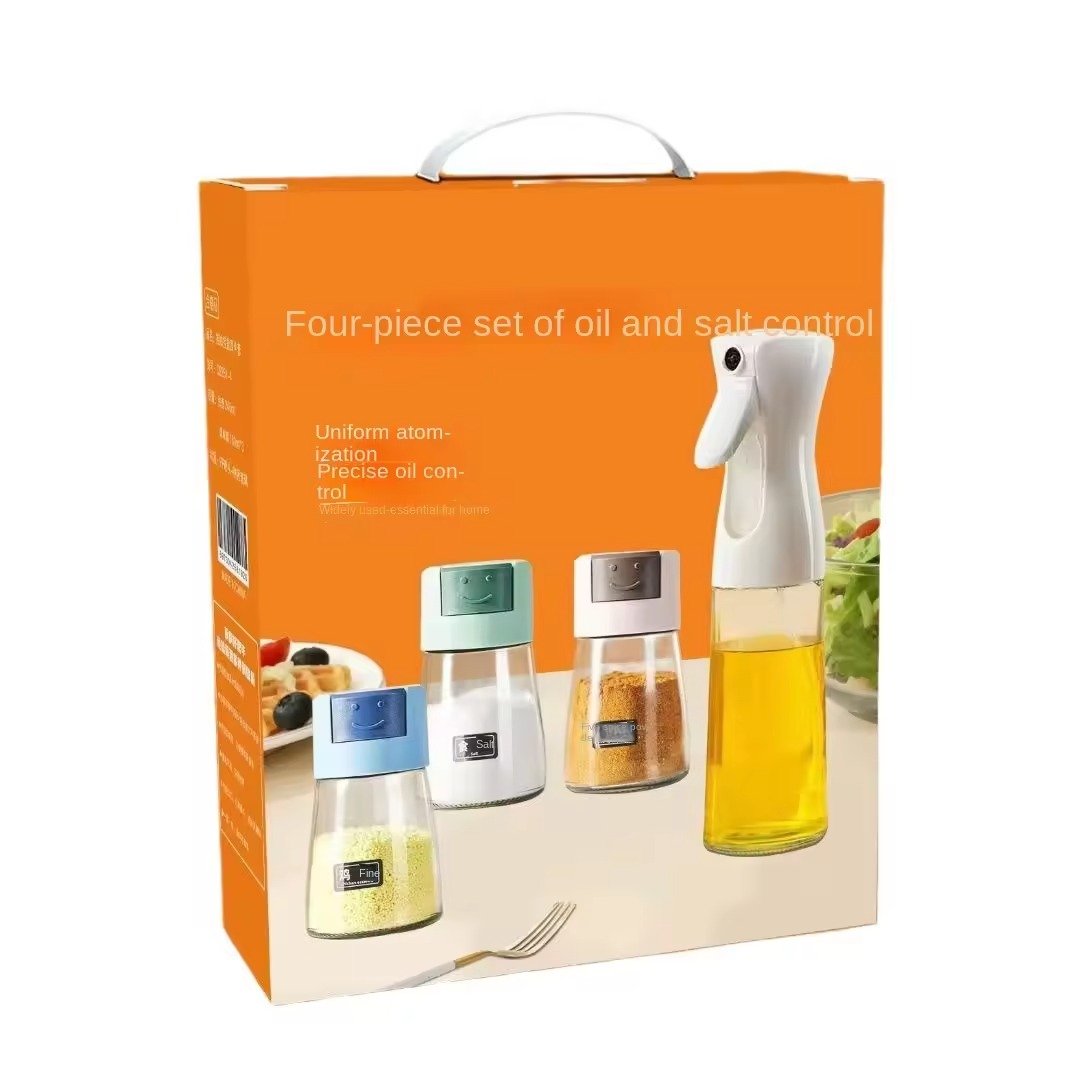 4pcs Oil and Spice Countertop Set Daisy Glass Seasoning Organizer - Image 4