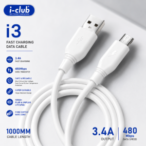 I-Club I3 3.4a Fast Charging Micro USB Cable
