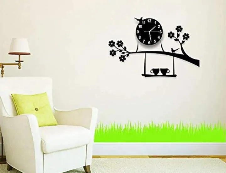 3D Wall Clock Birds On Tree With Coffee Cups Creative 3D Diy...