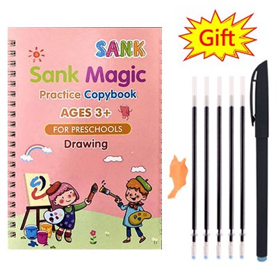 Pack Of 4 Pcs With 5 Refill Copybooks Pen Magic Copy Book Free...
