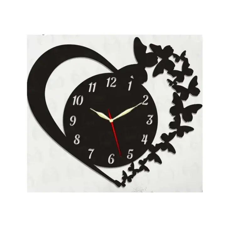 3D Wall Clock With Light Wooden Wall Clock