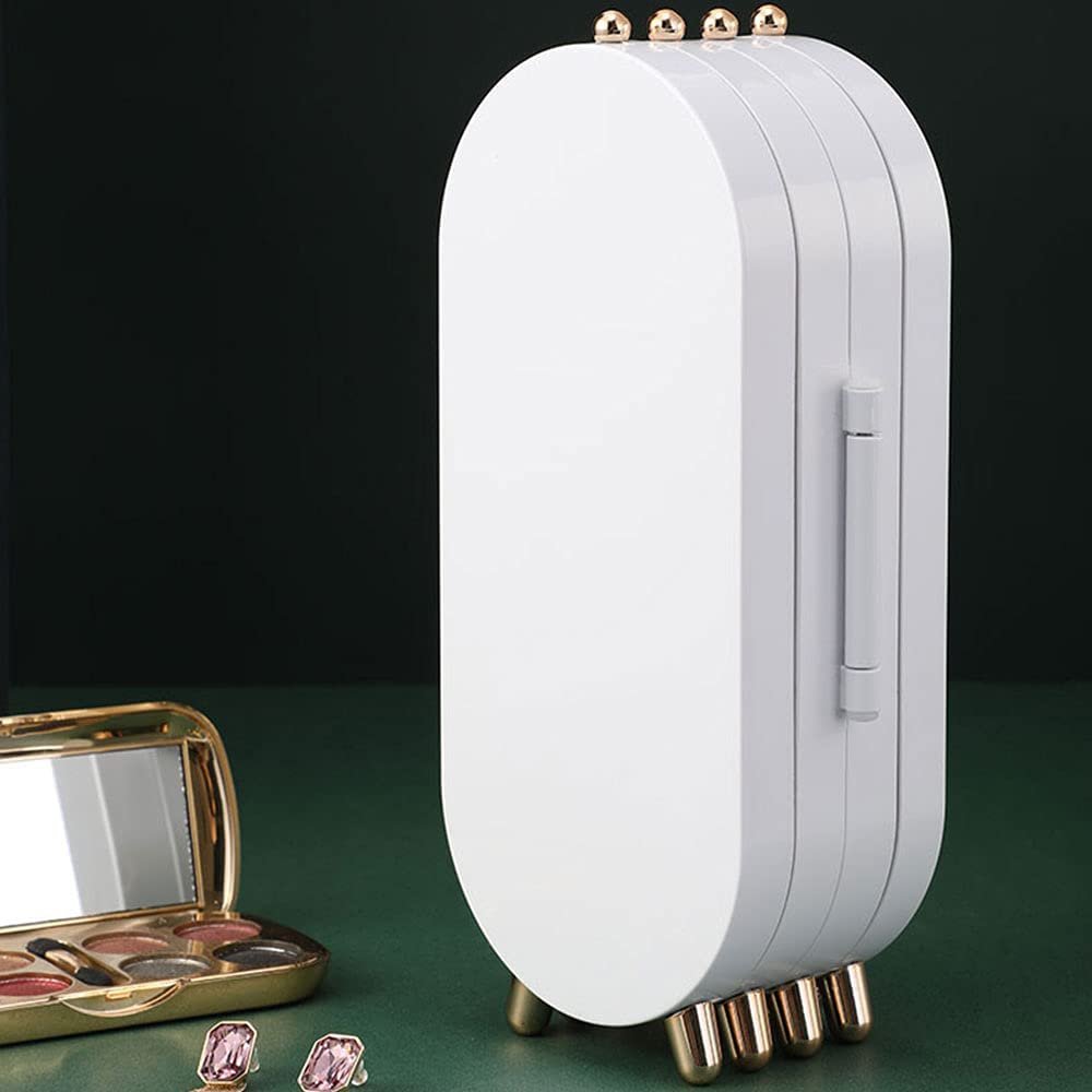 Jewellery Box Organiser With Mirror - Foldable Exquisite Dustproof...
