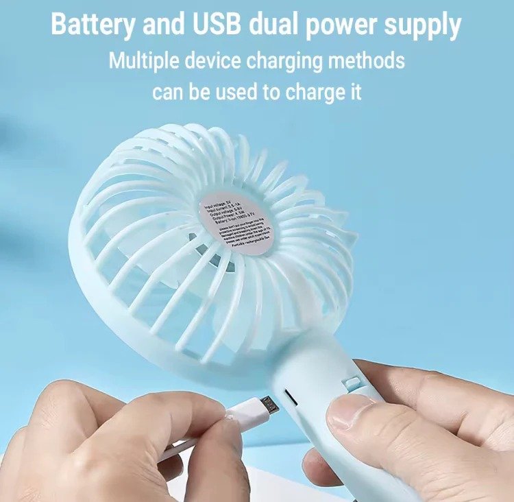 Portable Hand Fan Mini Desktop Cooling Fan Rechargeable Personal Air - Image 2