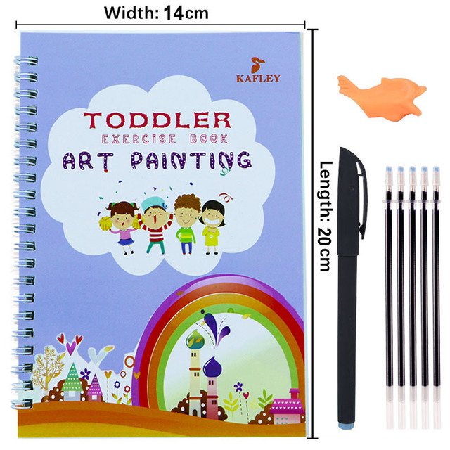 Pack Of 4 Pcs With 5 Refill Copybooks Pen Magic Copy Book Free... - Image 3
