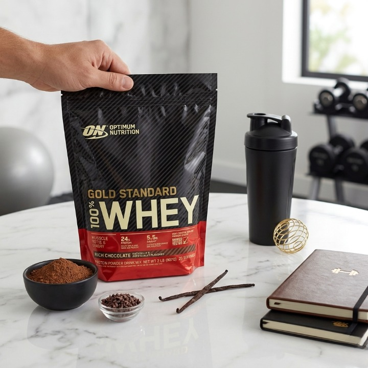 Optimum Nutrition on Whey Powder Gold Standard Chocolate Flavor 1kg - Image 2
