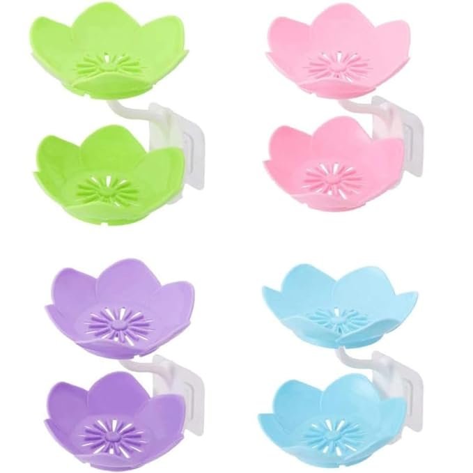 Wall Mounted Double Layer Lotus Flower Shaped Soap Holder (Random... - Image 3