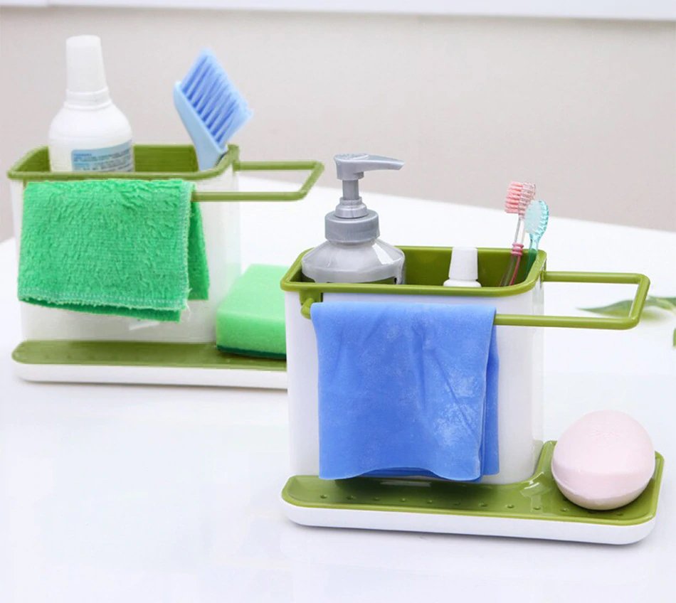 3-In-1 Soap Pump Dispenser With Sponge Holder Liquid Dispenser...
