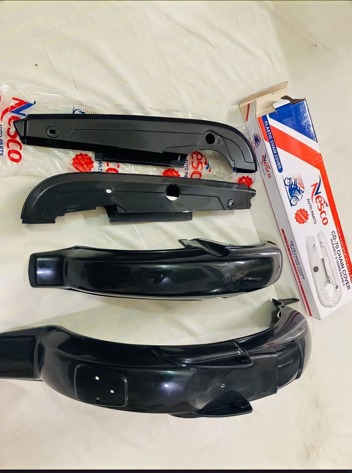 3Pc Set - 2 Motorcycle Plastic Mudguards & 1Pc Chain Cover Set... - Image 2