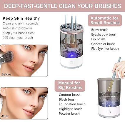 3 In 1 Electric Makeup Brush Cleaner Makeup Brushes Drying Rack... - Image 5