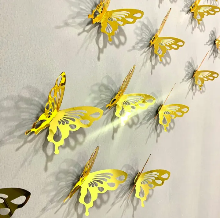 10 Pcs 3D Butterfly Mirror Acrylic Wall Art Laser Cut Diy Design...