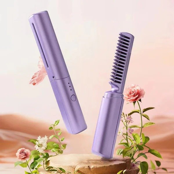 2-In-1 Hair Styling Brush, Straightener, Curler Comb Random Color - Image 3