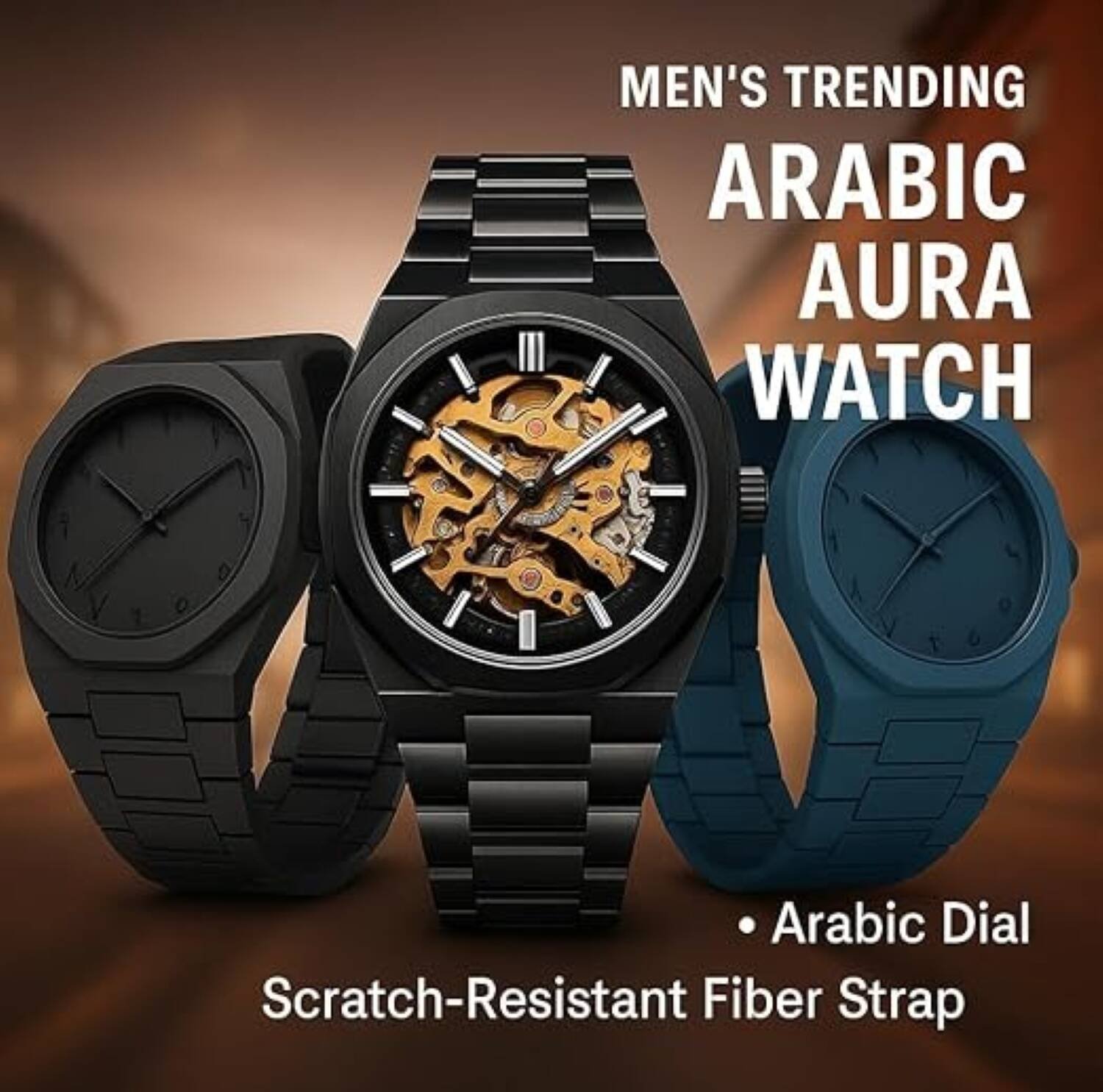 Professional Black Arabic Aura Watch With Eastern Arabic Numerals... - Image 4