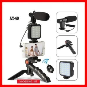 Ay-49 Vlogger Kit | Microphone, LED Fill Light, Mini Tripod &