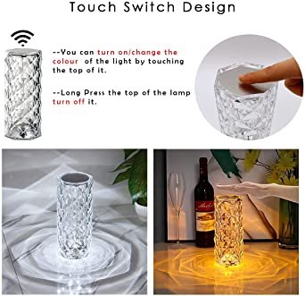 16 Colors Diamond Rose Crystal Lamp Bedside Acrylic Usb...