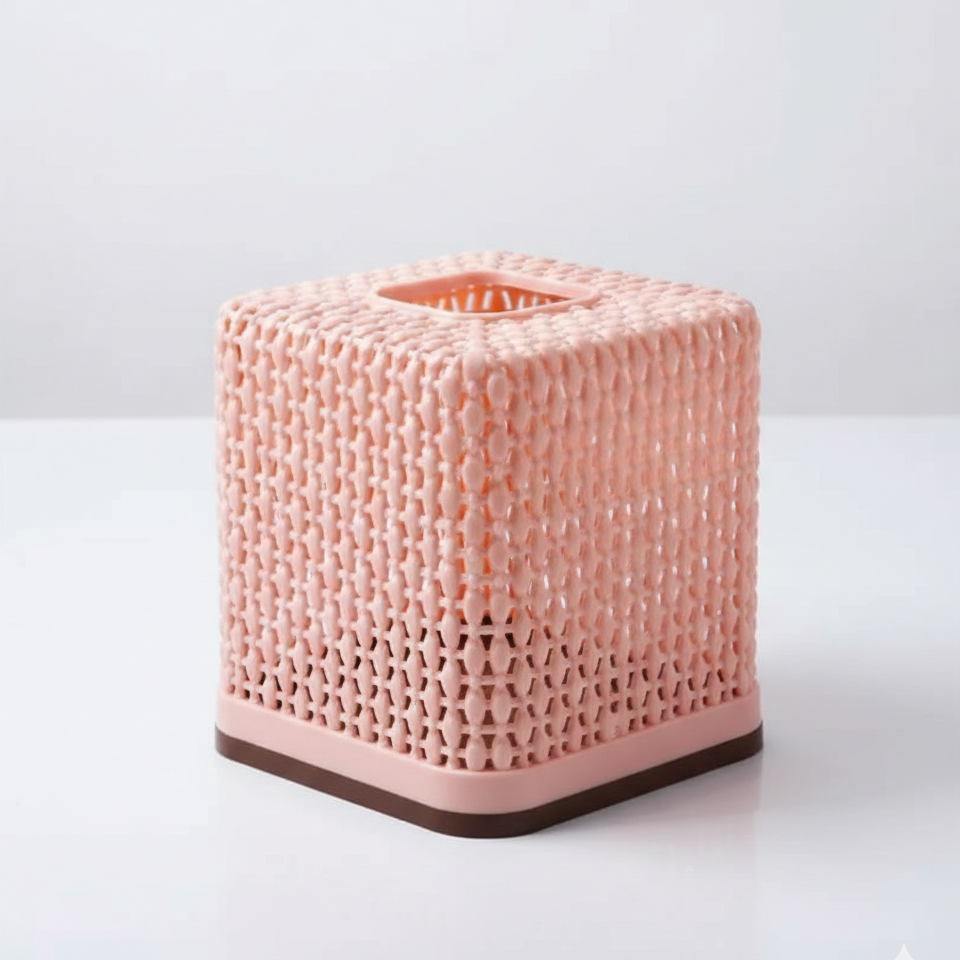 Rose Square Tissue Roll Box Plastic Decorative Tissue Holder for Home - Image 2