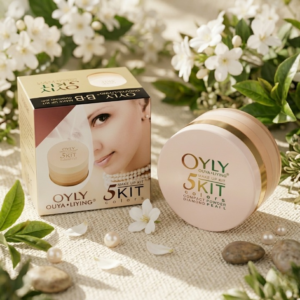 Oyly 5 in 1 Compact Face Powder Kit with 5 Shades Long Lasting Smooth