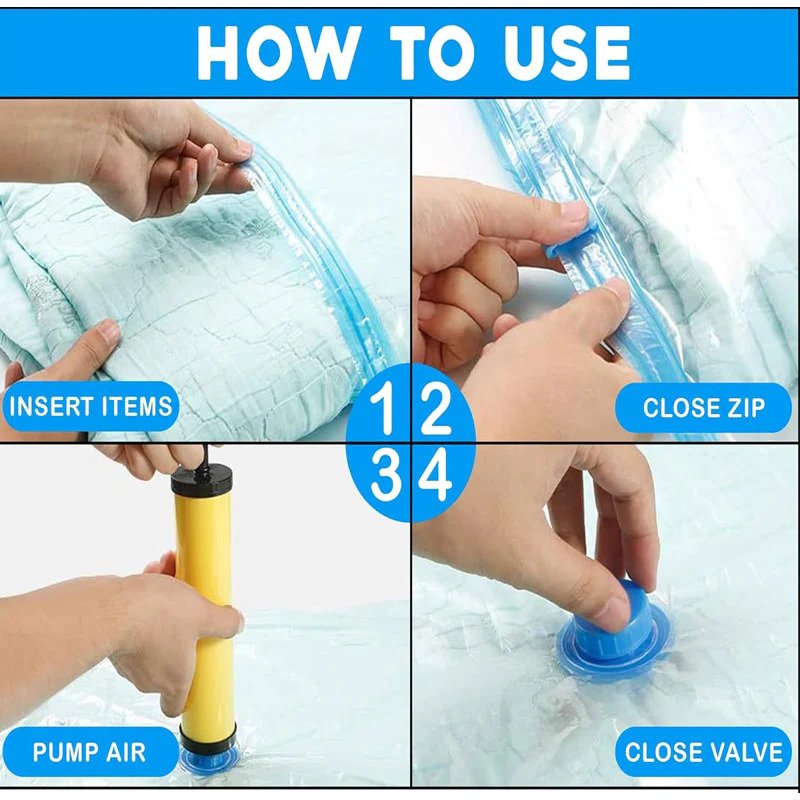 Vacuum Storage Bags Set (5 Bags + 1 Hand Pump) - Image 4