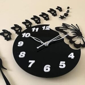 3D Wall Clock Butterfly Wooden Wall Clock