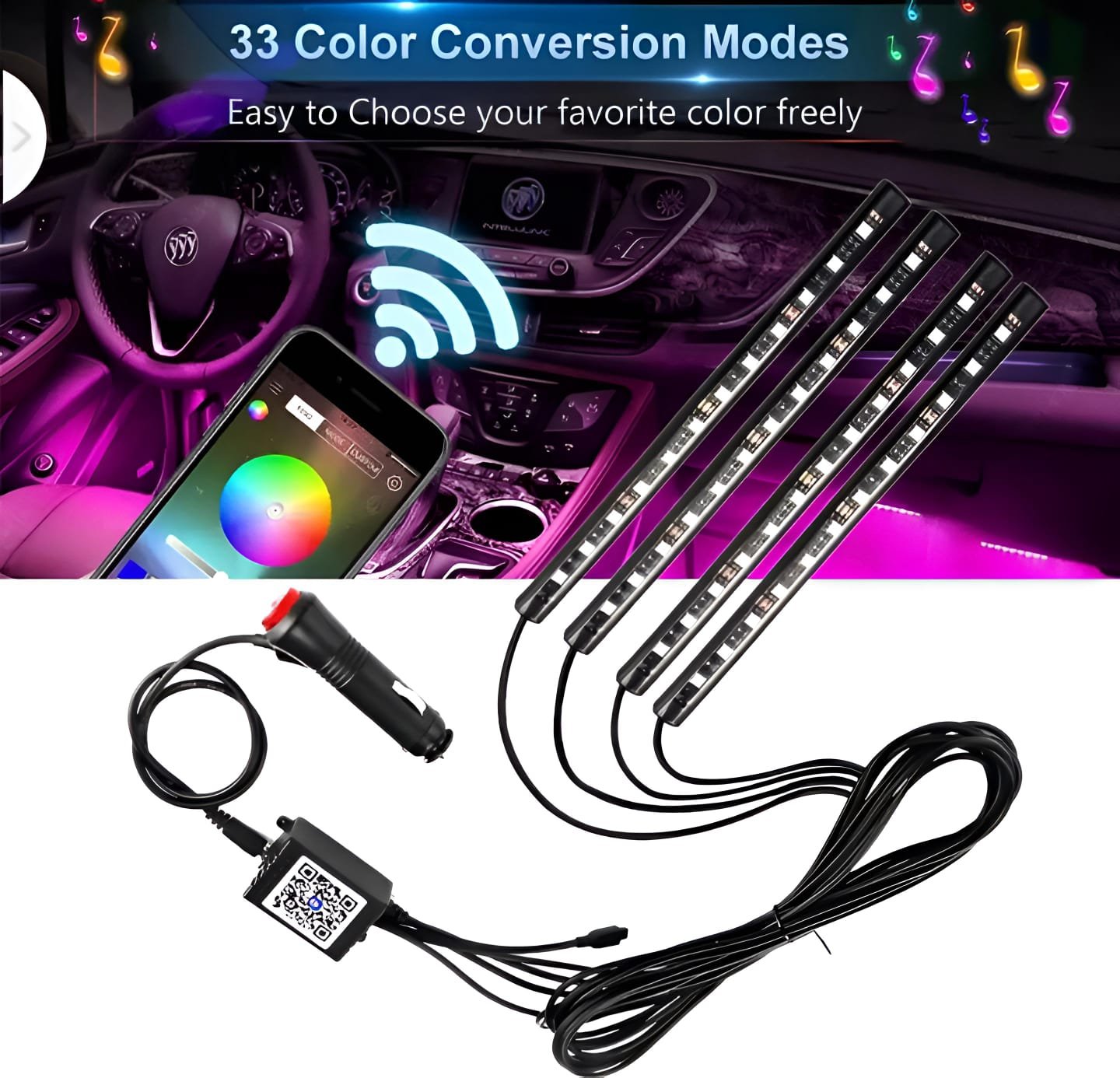 1Set Car Rgb 48Led Strip 5050Smd 12W Decorative Auto Atmosphere... - Image 3