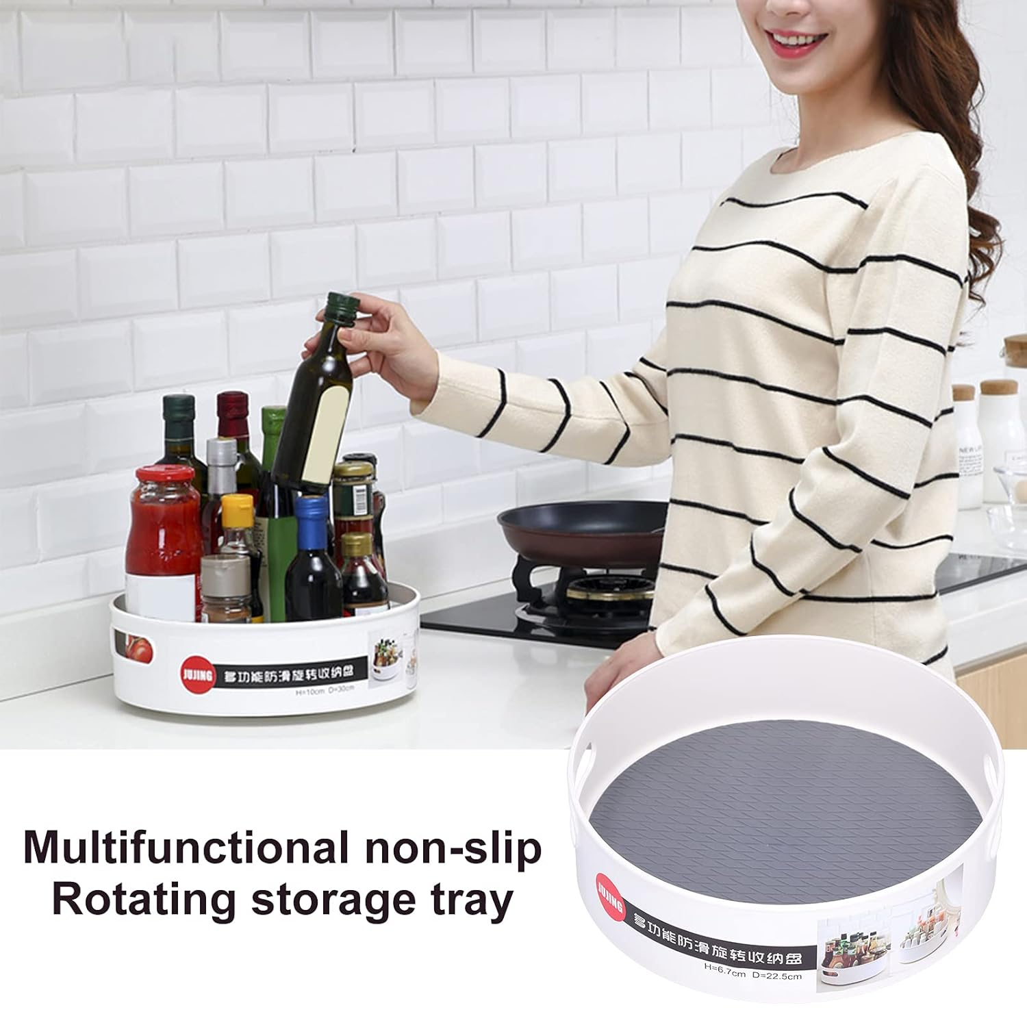 Home Rotating Storage Box With Open Handle Dining Table Fruit... - Image 4