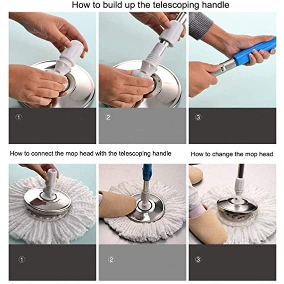 360 Rotating Cleaning Mop Interchangeable Mop Floor Compact...