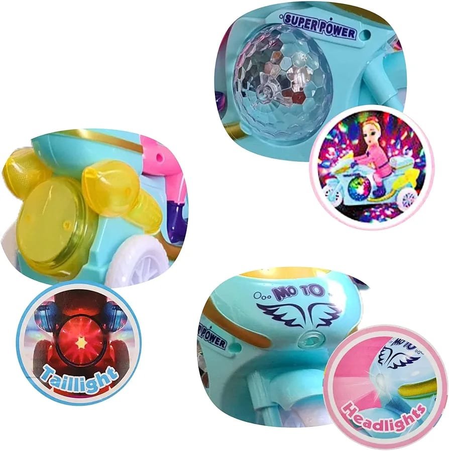 Princess Motorbike Toy with Lights Music and Dolls Pretend Playset Bump - Image 3