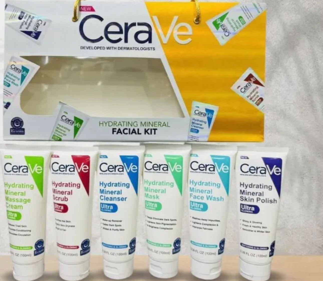 Cerave 6 in 1 Hydrating Mineral Facial Kit for Deep Cleansing,