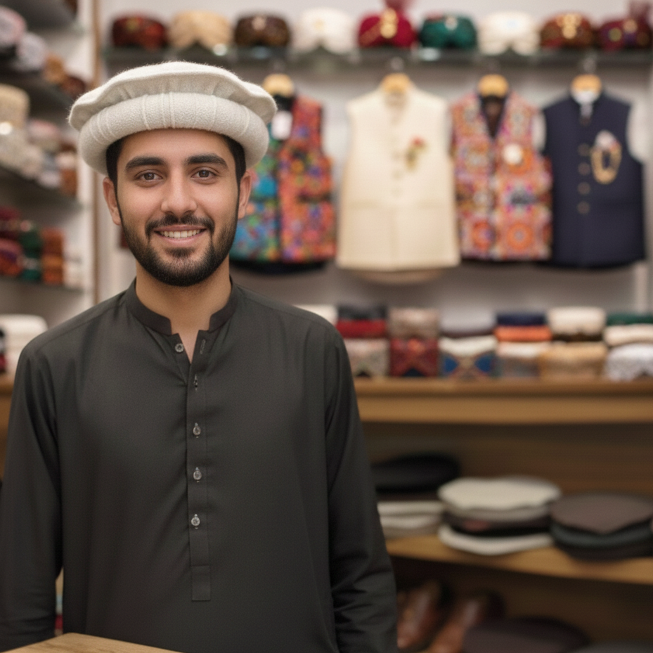 Peshawari Cap Traditional Style Durable Fabric Comfortable Fit Elegant