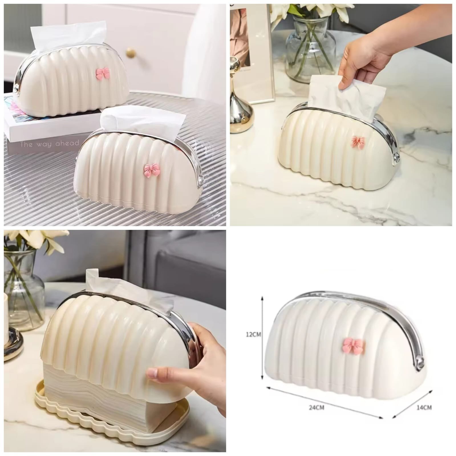 Decorative Shell Tissue Box Case Elegant and Modern Napkin Holder