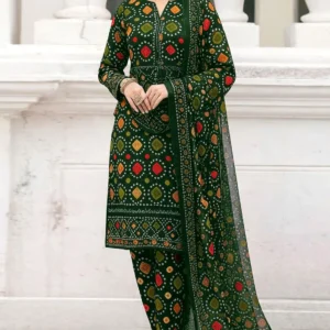 Trendy All-Over Digital Chunri Print Embroidered Lawn Dress