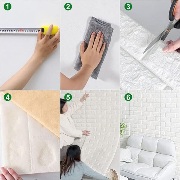 (1Piece )3D Wall Stickers Faux Brick White Brick