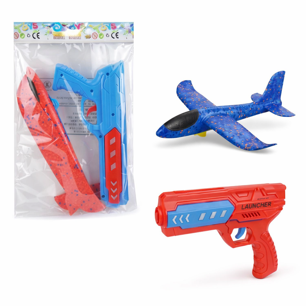 Aircraft Launcher Gun Toy with Foam Glider Plane - Image 2