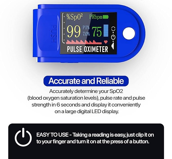 Pulse Oximeter Fingertip Monit Blood Oxygen Saturation (Spo2) And... - Image 5