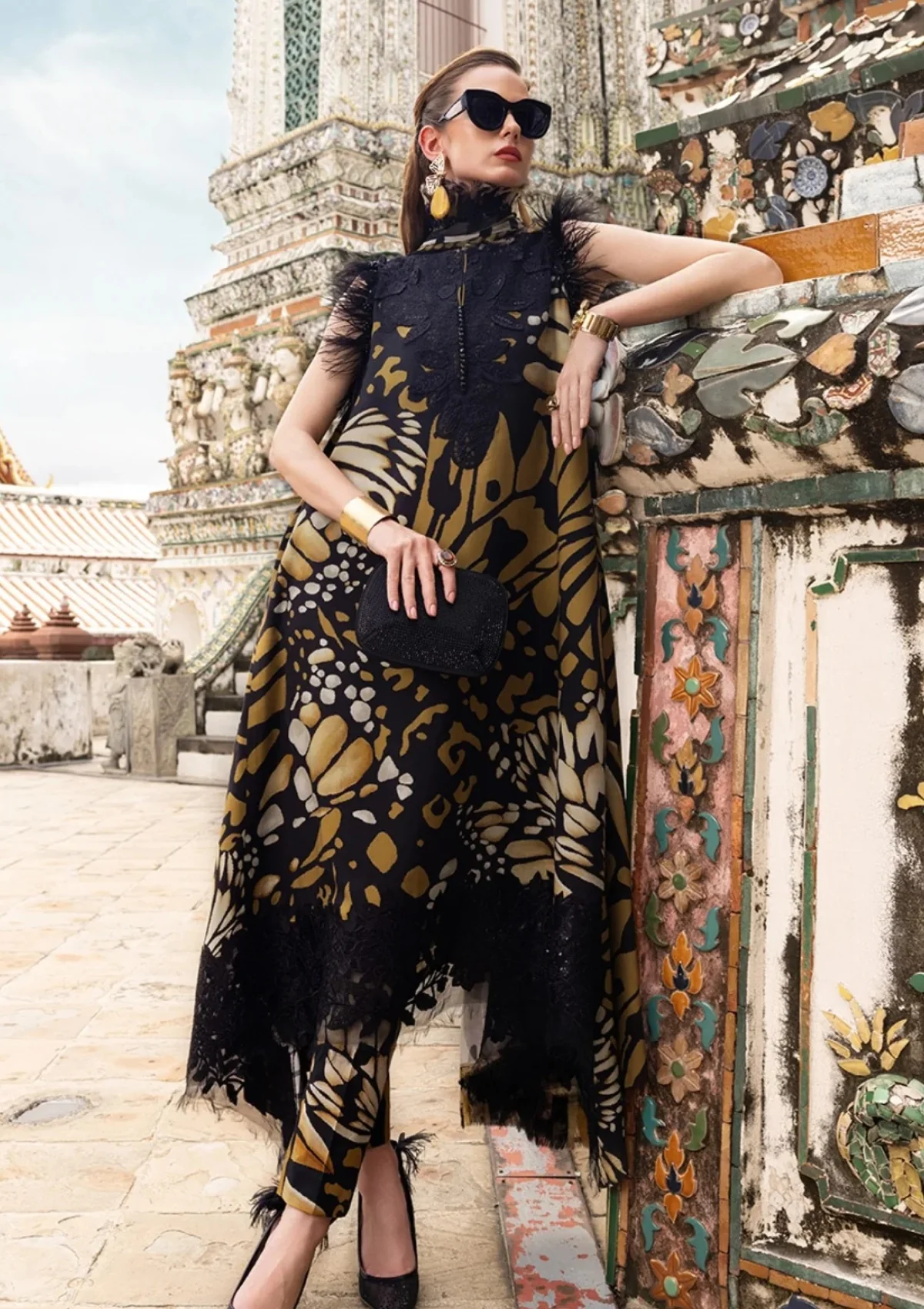 Maria B Printed Embroidered Lawn 3pc Unstitched Suit with Chiffon Dupatta - Image 2