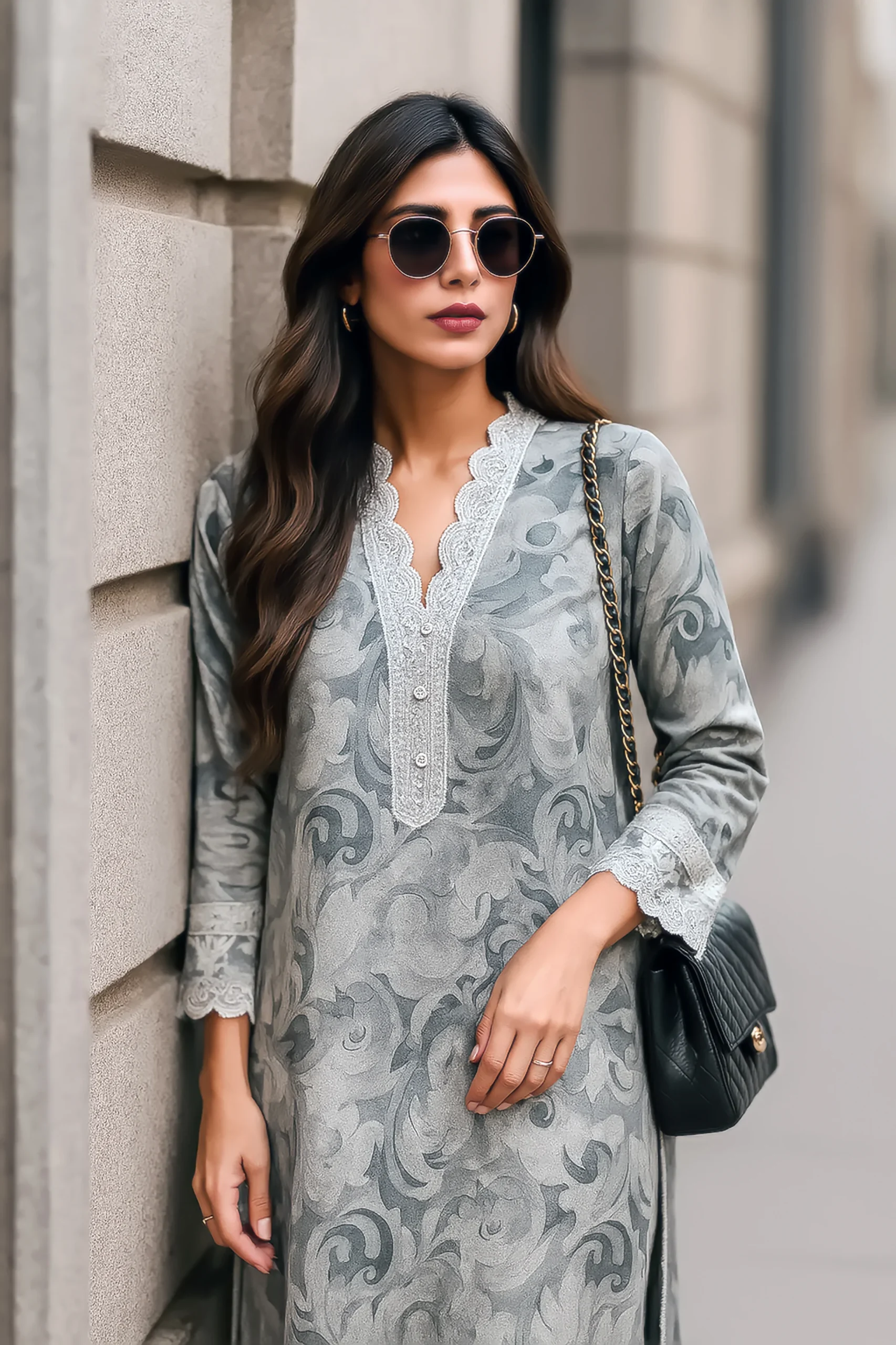 Aneela’s Luxury Embroidered Lawn 3 Piece Unstitched Suit - Image 2