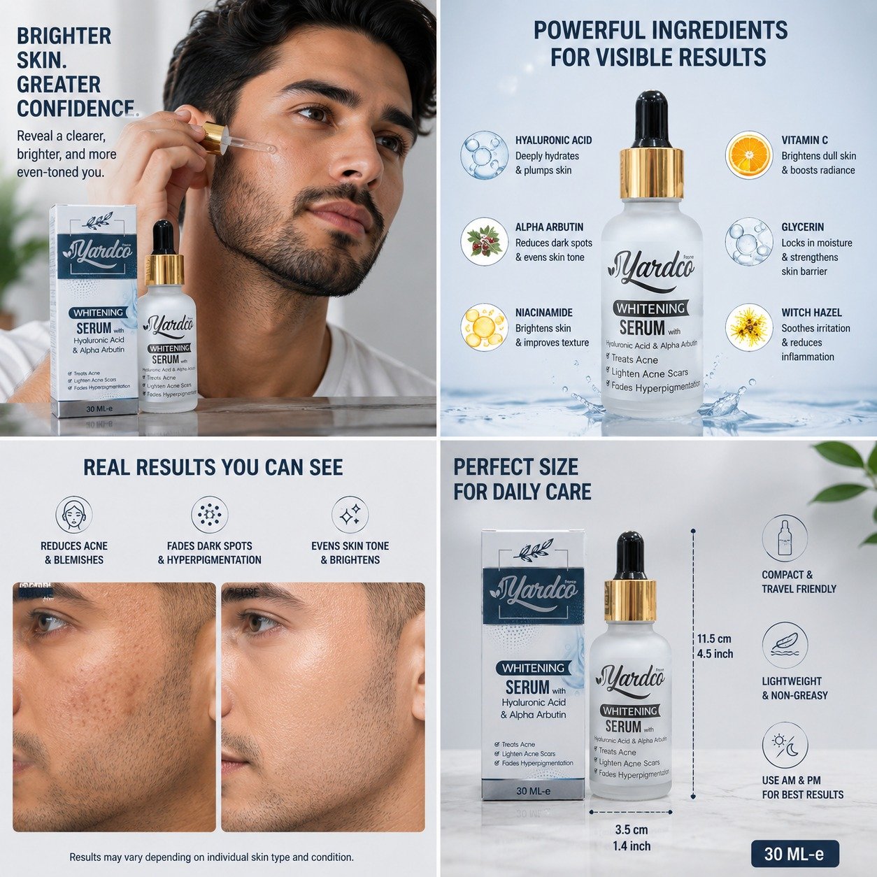 Yardco Whitening Serum with Hyaluronic Acid and Alpha Arbutin Anti Acne - Image 2