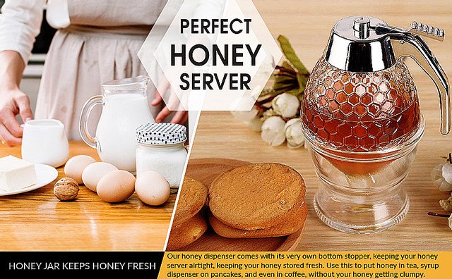Honey Dispenser Juice Syrup Pot Jar For Kitchen Bee Drip Storage 200Ml - Image 4