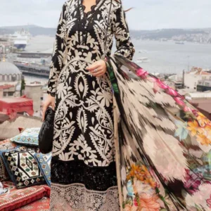 Elegant 3 Piece Embroidered Lawn Suit with Digital Print & Printed