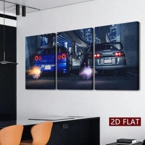 Set of 3 Wall Art Sticky Wooden Canvas Frames for Home Decore / Sticky