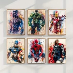 Set of 6 Wall Art Sticky Wooden Canvas Frames for Home Decore / Sticky